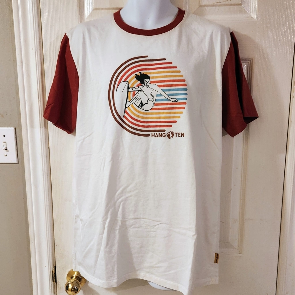 Hang ten surfer images short-sleeved crew neck T-shirt Size XL